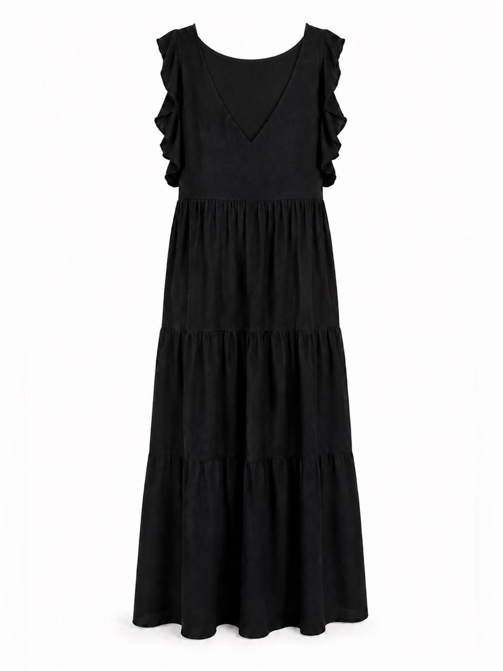Max Studio Black Tiered Maxi Dress Size Large NWT